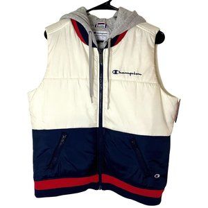 Champion Stadium Gear Hoodie Puffer Vest Water Repellant Women's Size Large